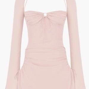House of CB Halter Long Sleeve Mini Dress XS Pink Quartz